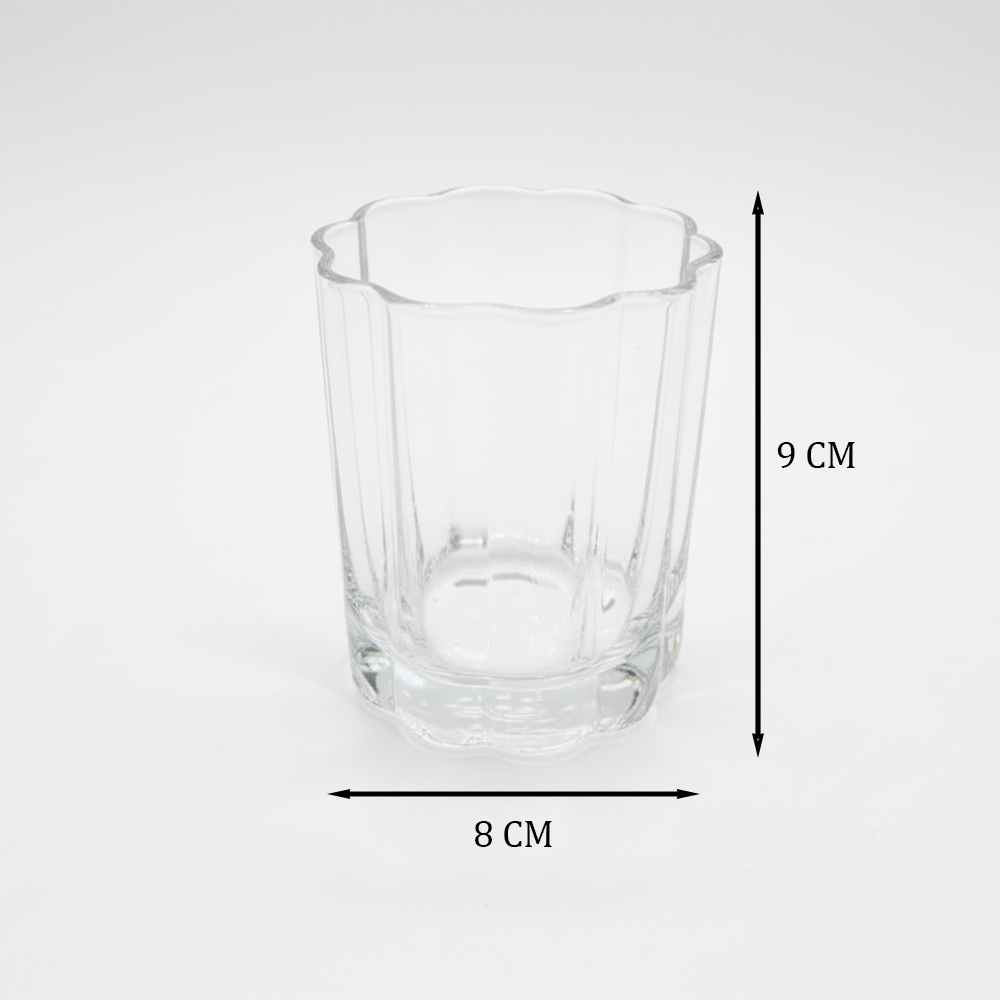 طقم أكواب زجاجية بسطح متعروج