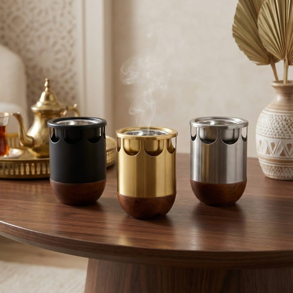 مبخرة عود بقاعدة خشبية