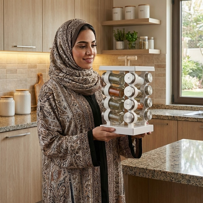 منظم بهارات دوار مع 16 علبة