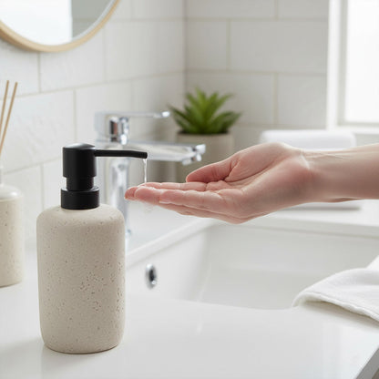 طقم حمام دائري بنقشة حجرية