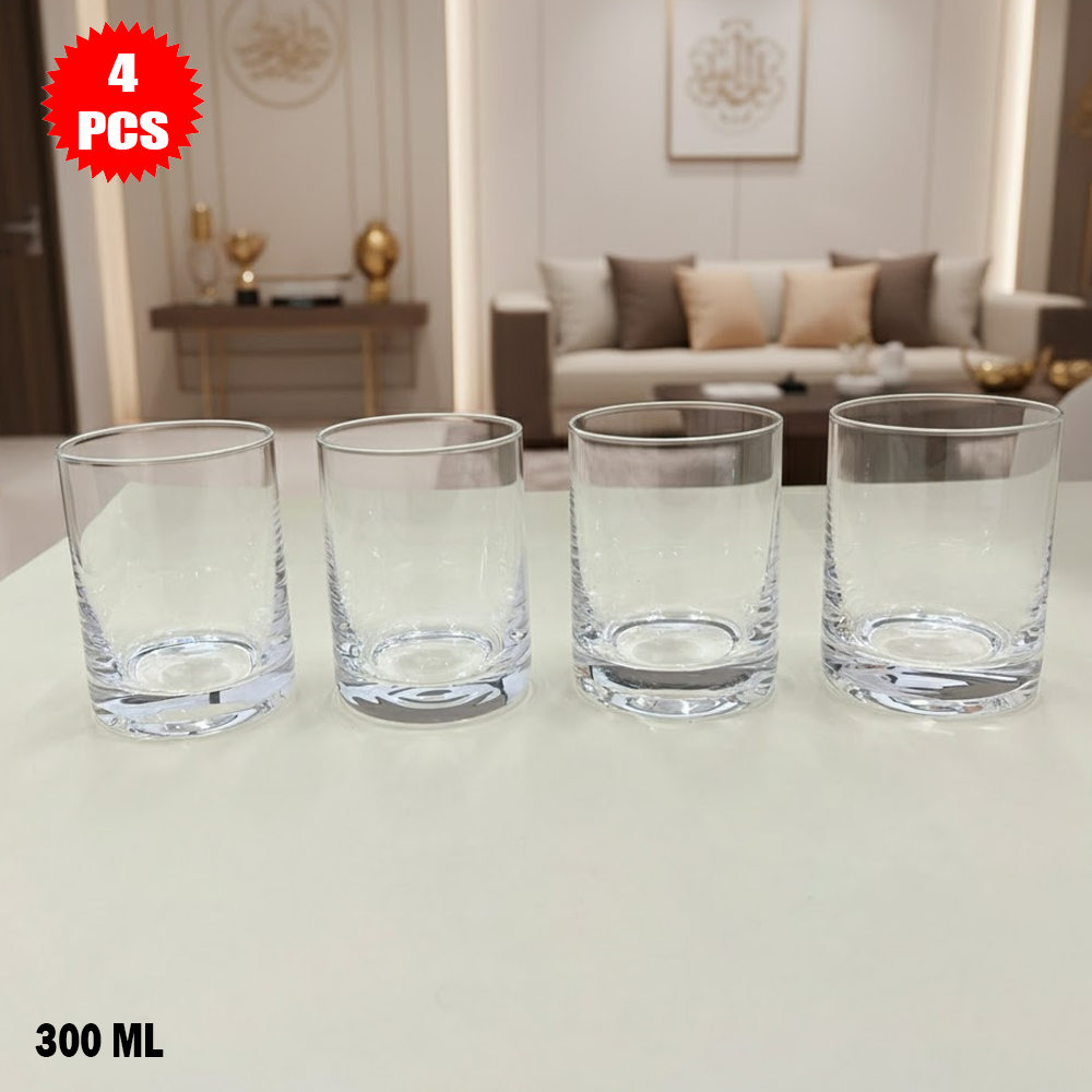 طقم أكواب زجاج شفاف 4 قطع