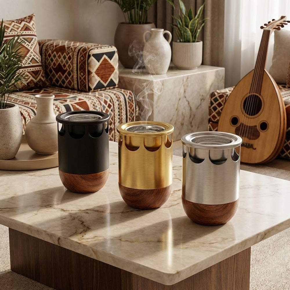 مبخرة عود بقاعدة خشبية