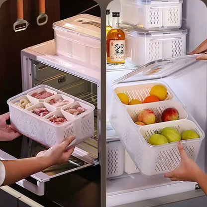 علبة حفظ وتنظيم الخضار مع سلة تصريف