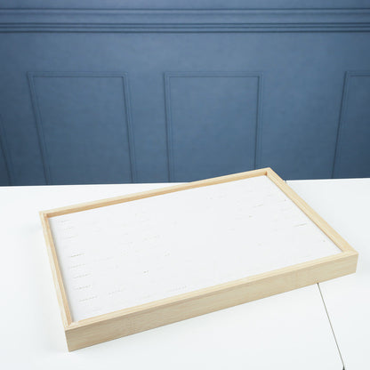 صينية عرض حلقات من الخشب والجلد الصناعي تحتوي على 100 رقم