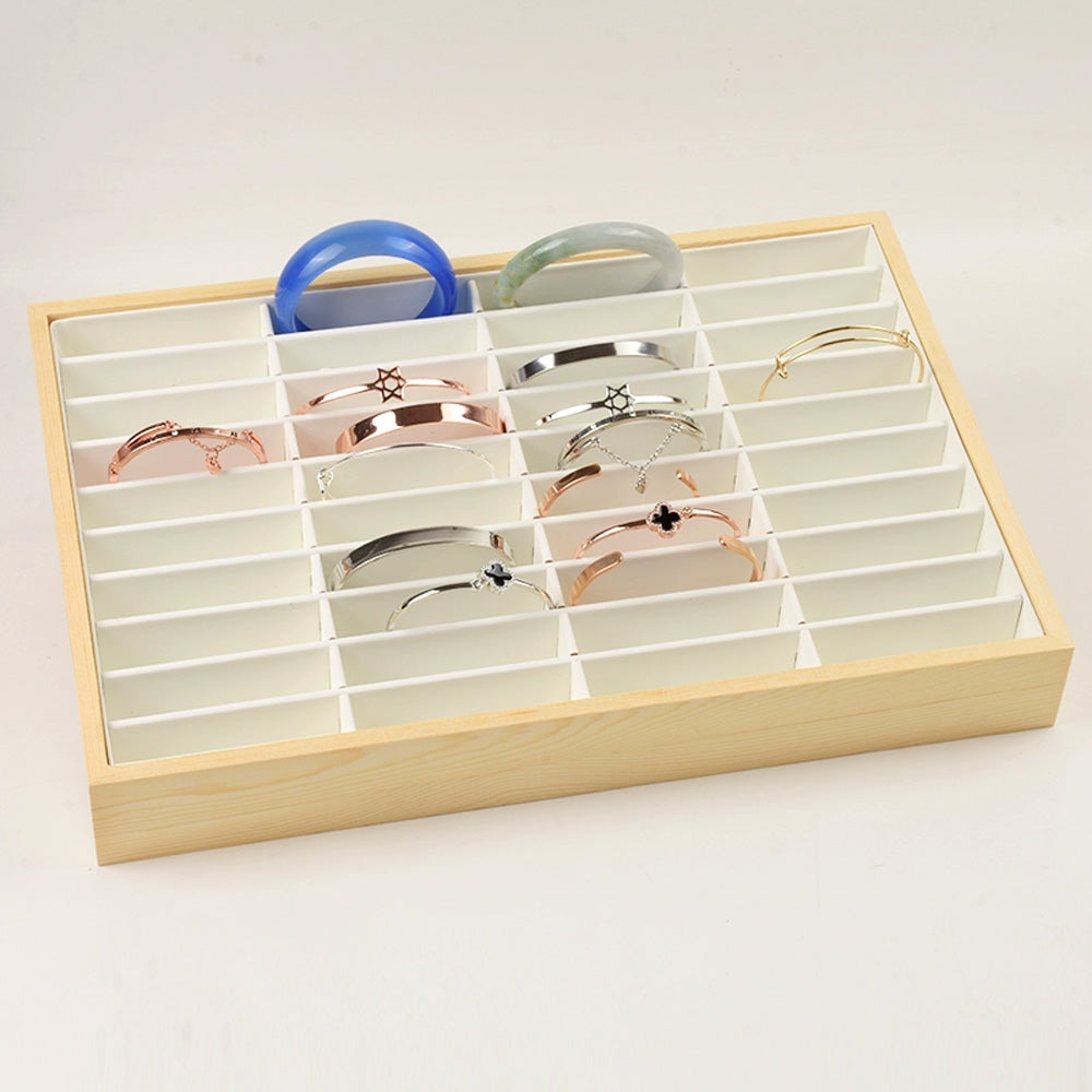 صينية عرض أساور خشبية مخملية