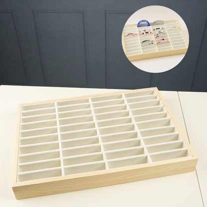 صينية عرض أساور خشبية مخملية