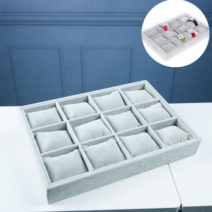 صينية عرض ساعات مخملية مكوّنة من 12 حجرة مع وسادة