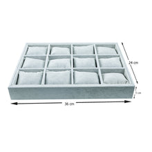 صينية عرض ساعات مخملية مكوّنة من 12 حجرة مع وسادة