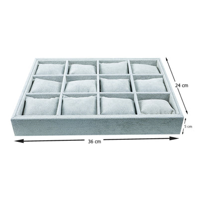 صينية عرض ساعات مخملية مكوّنة من 12 حجرة مع وسادة