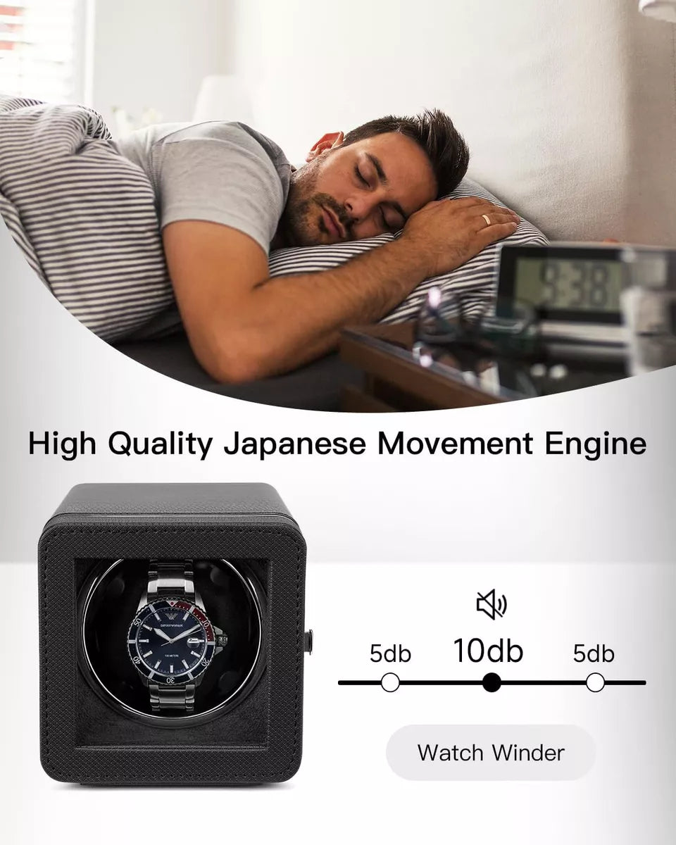 صندوق ساعة من الجلد دوران تلقائي