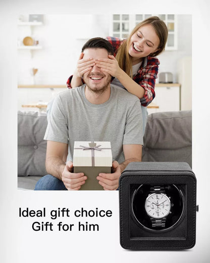 صندوق ساعة من الجلد دوران تلقائي