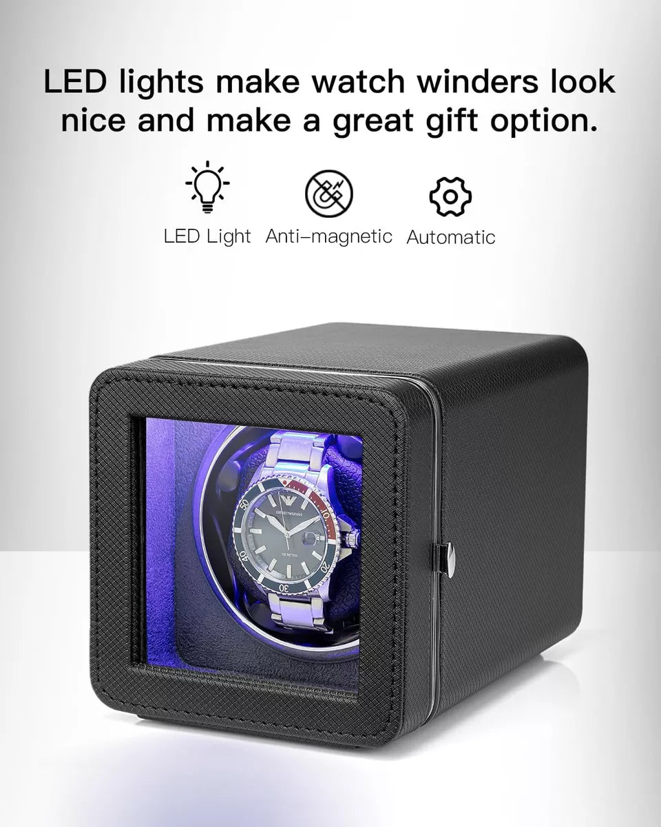 صندوق ساعة من الجلد دوران تلقائي