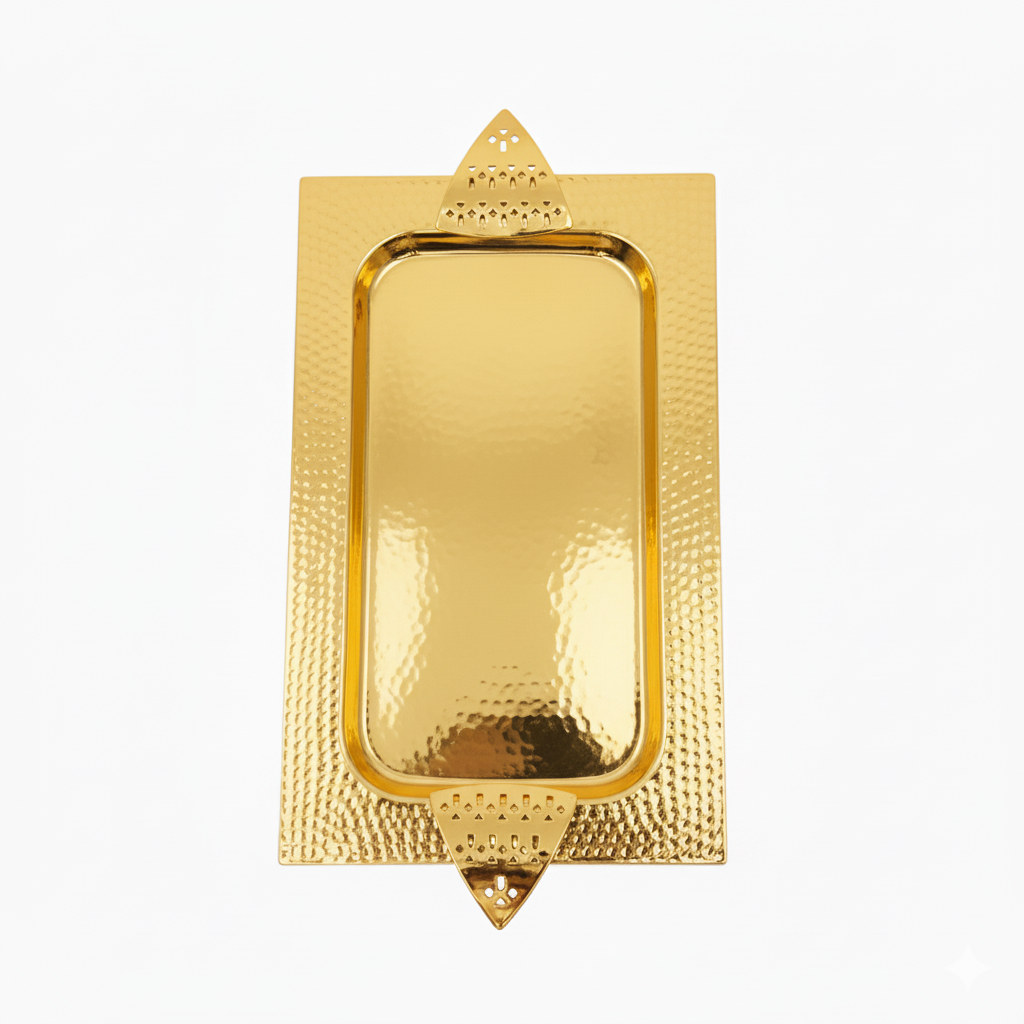 صينية معدنية فاخرة بنقوش هندسية