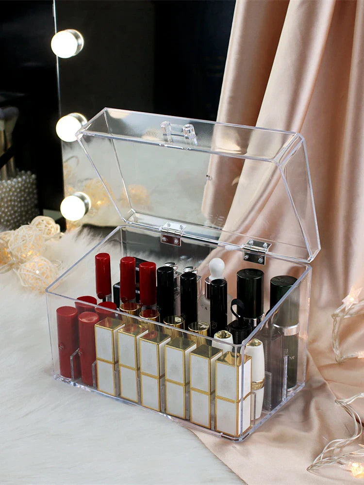 صندوق تخزين أحمر الشفاه الشفاف