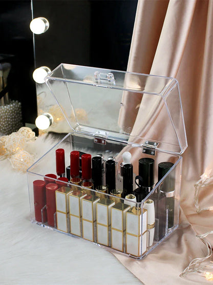 صندوق تخزين أحمر الشفاه الشفاف