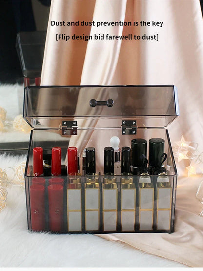 صندوق تخزين أحمر الشفاه الشفاف