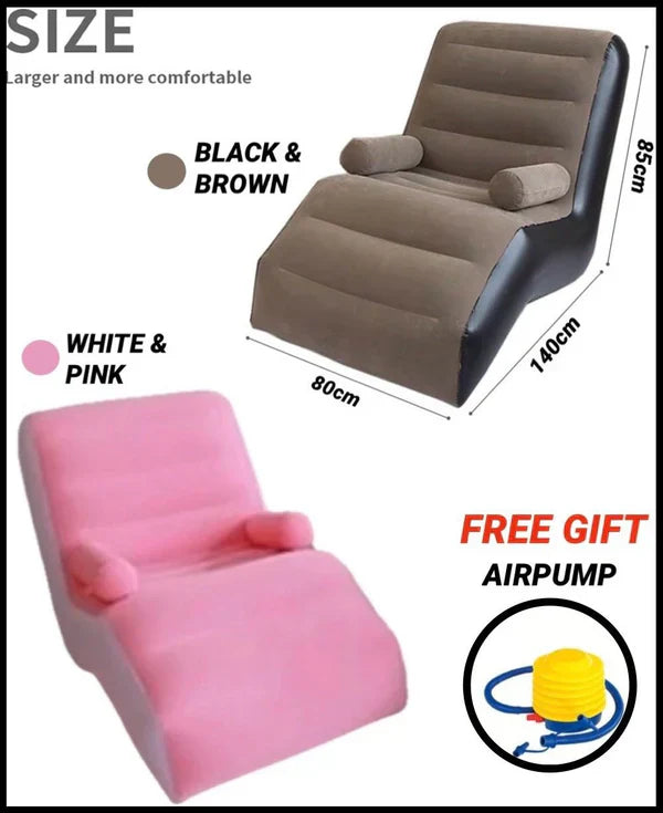 أريكة قابلة للنفخ على شكل S مع مسند للذراع