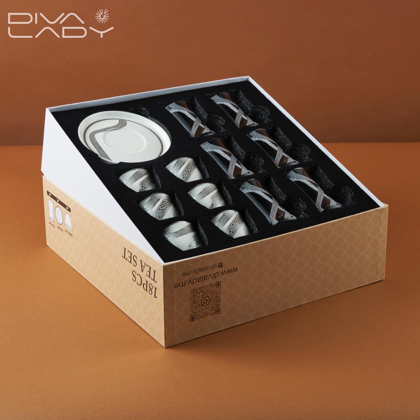 طقم استكانه وفنجان بعرق فضي