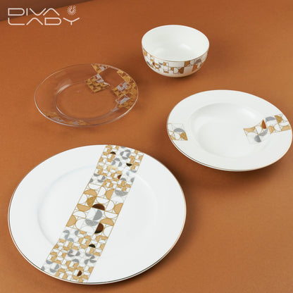 طقم سفرة بنقش مربعات