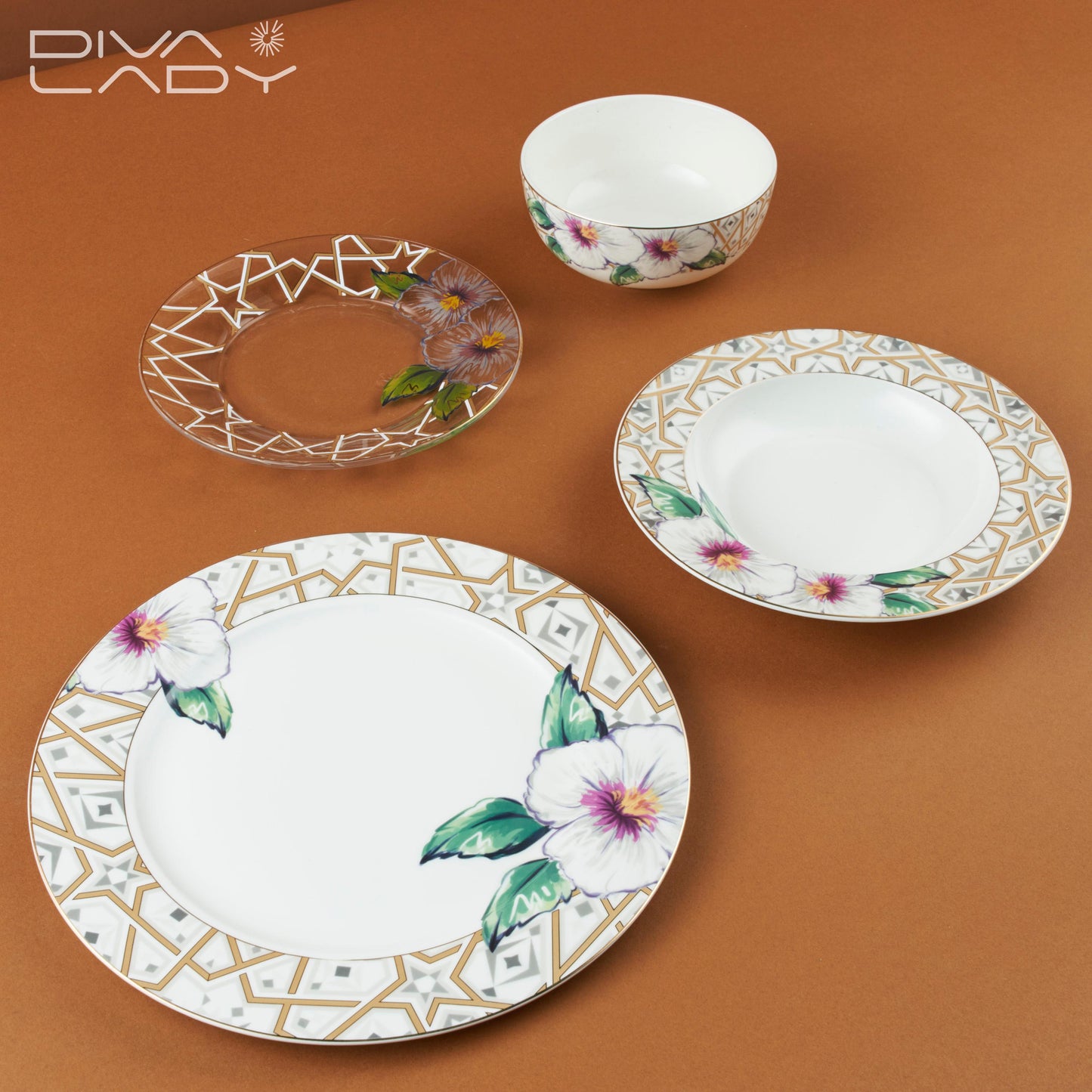 طقم سفرة بنقش هندسي