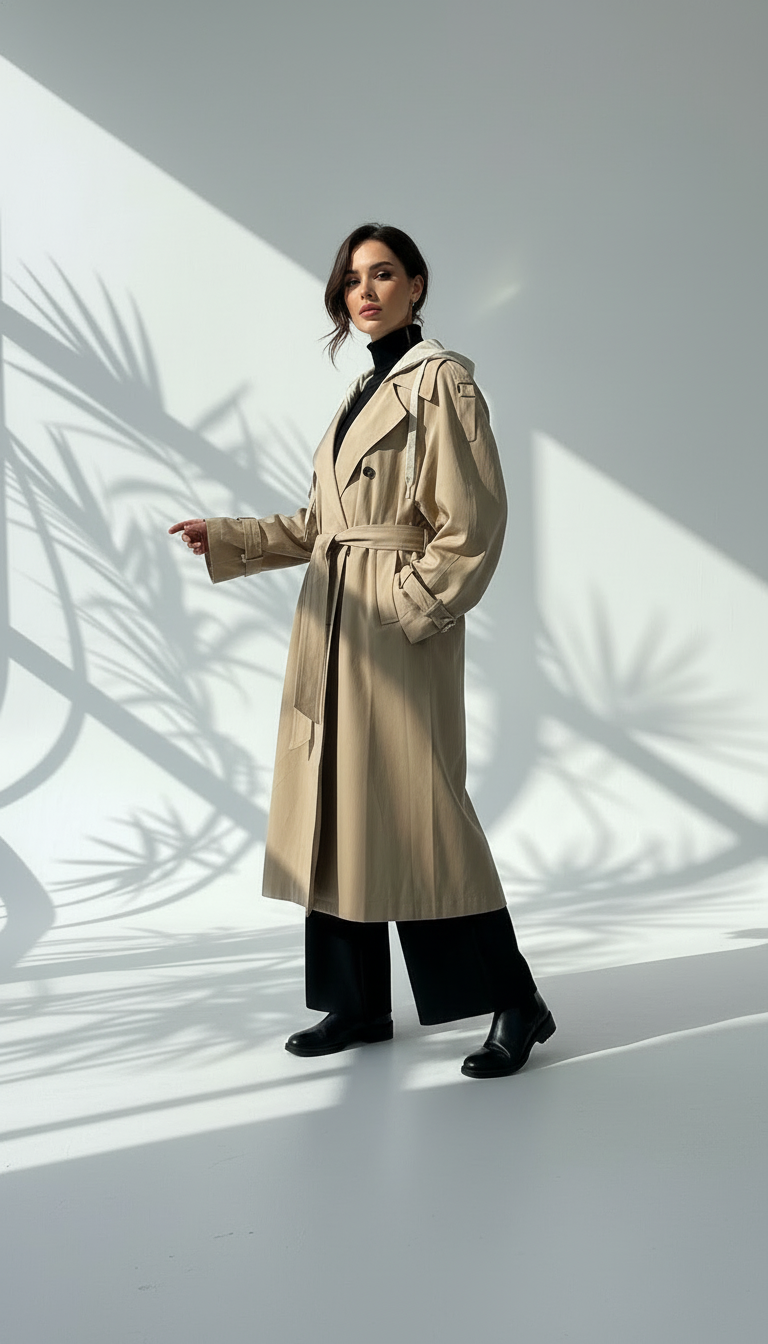 جاكيت نسائي طويل بحزام