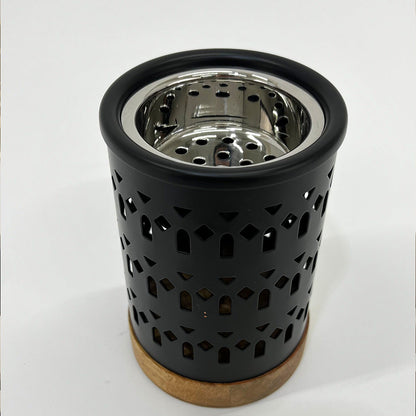 مبخر معدني بقاعدة خشبية