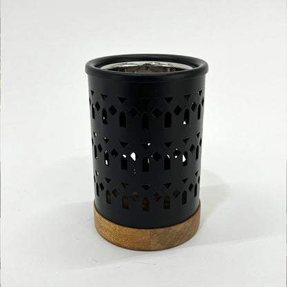 مبخر معدني بقاعدة خشبية