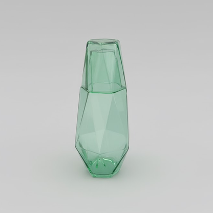 طقم قارورة وكوب زجاجي هندسي