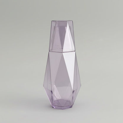 طقم قارورة وكوب زجاجي هندسي