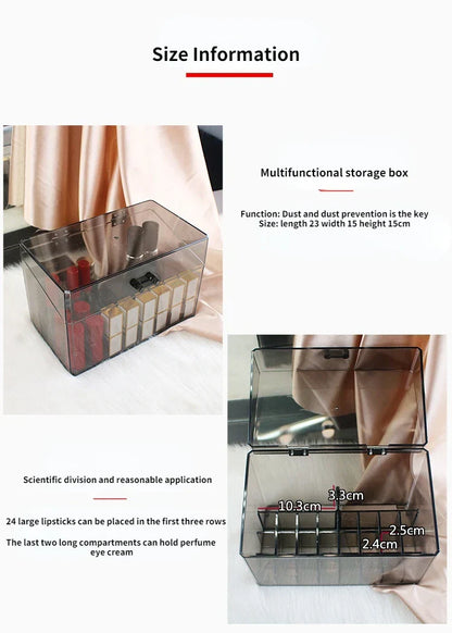 صندوق تخزين أحمر الشفاه الشفاف