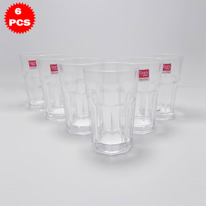 طقم أكواب زجاجية كلاسيكية – 6 قطع (415 مل)
