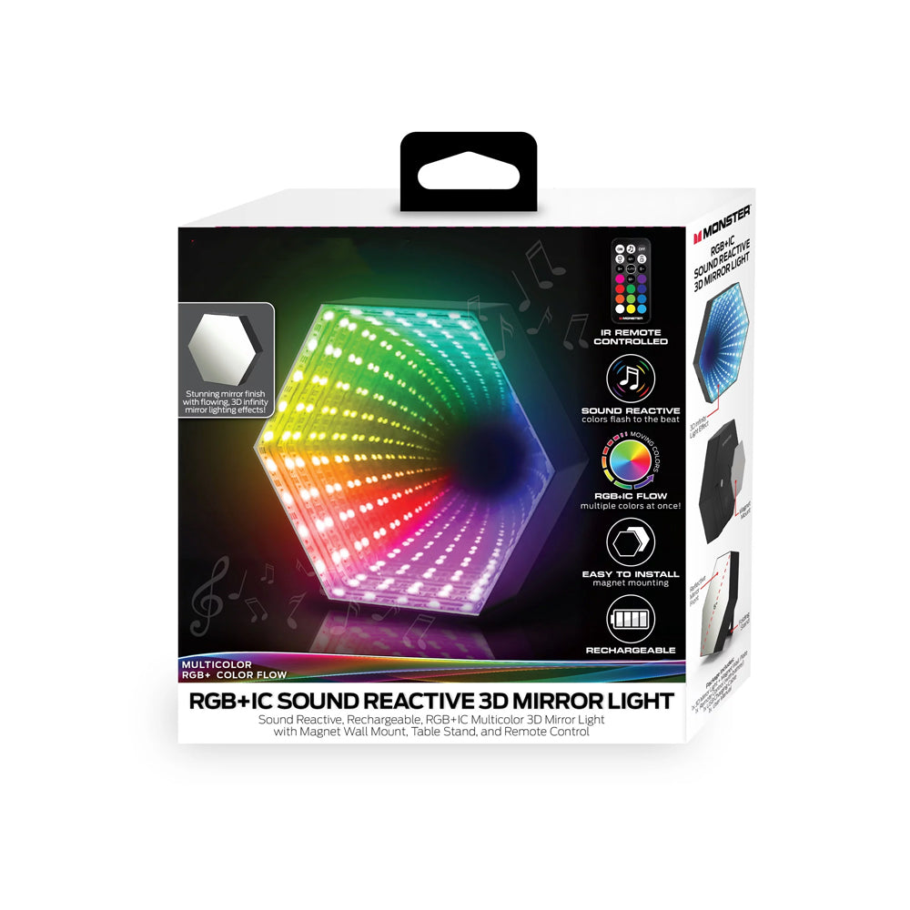 ضوء مرآة ثلاثي الأبعاد تفاعلي بالصوت RGB+1