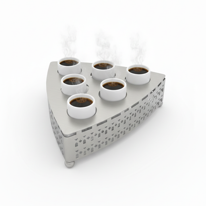 صينية تقديم معدنية بنقوش هندسية