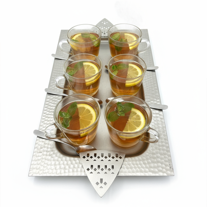 صينية معدنية فاخرة بنقوش هندسية