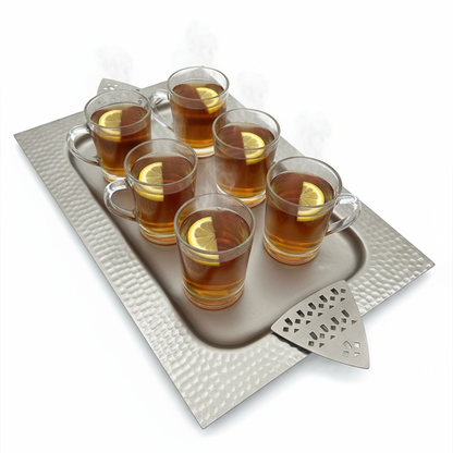 صينية معدنية فاخرة بنقوش هندسية