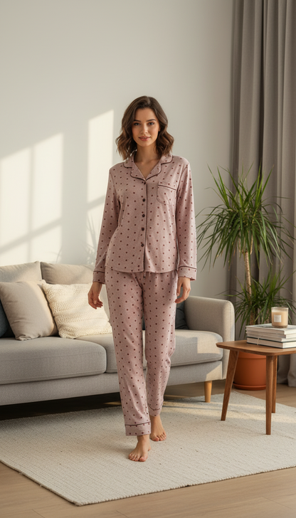 بيجامة نسائي منقط هادئ