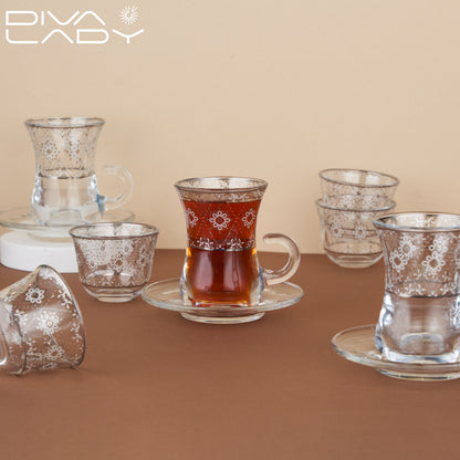 طقم استكانة وفنجان 18 قطعة
