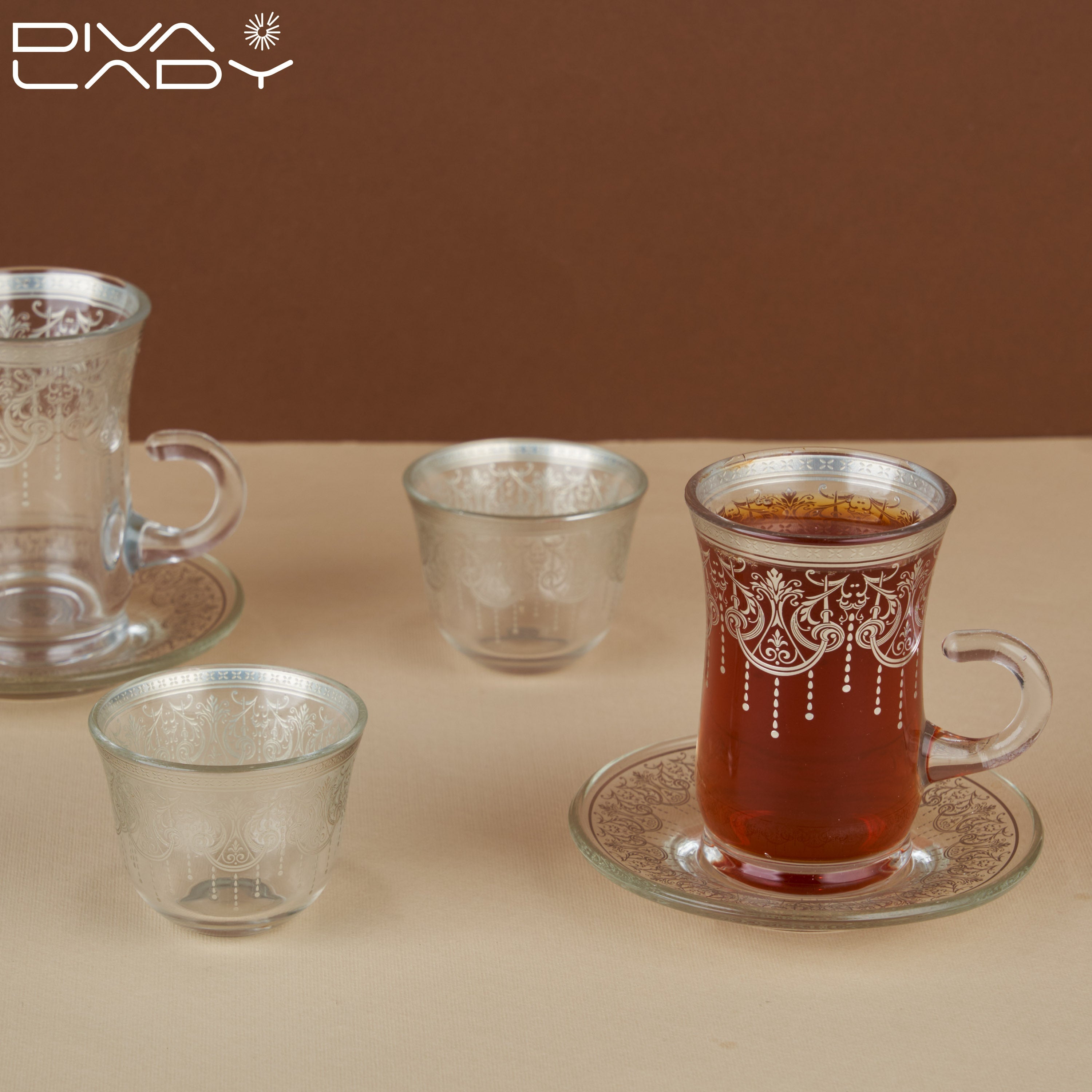 طقم استكانة وفنجان 18 قطعة