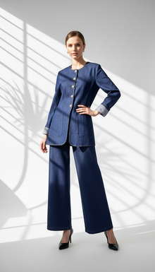 بدلة جينز ازرار ذهبي