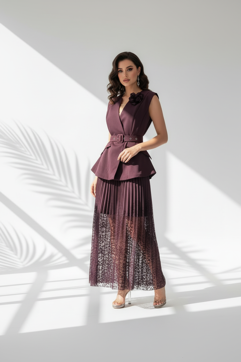 بدلة تنورة دانتيل