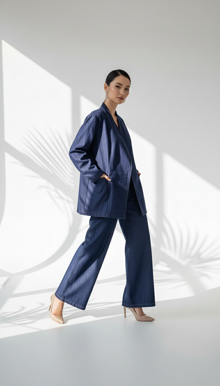 بدلة جينز عريضة