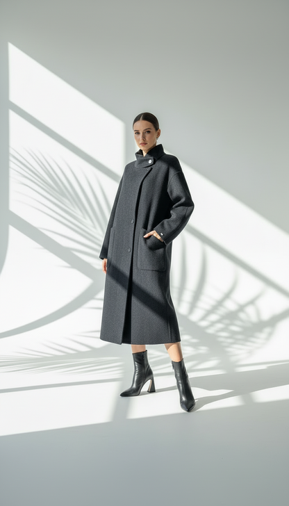 جاكيت جوخ نسائي مغلق بشكل جانبي