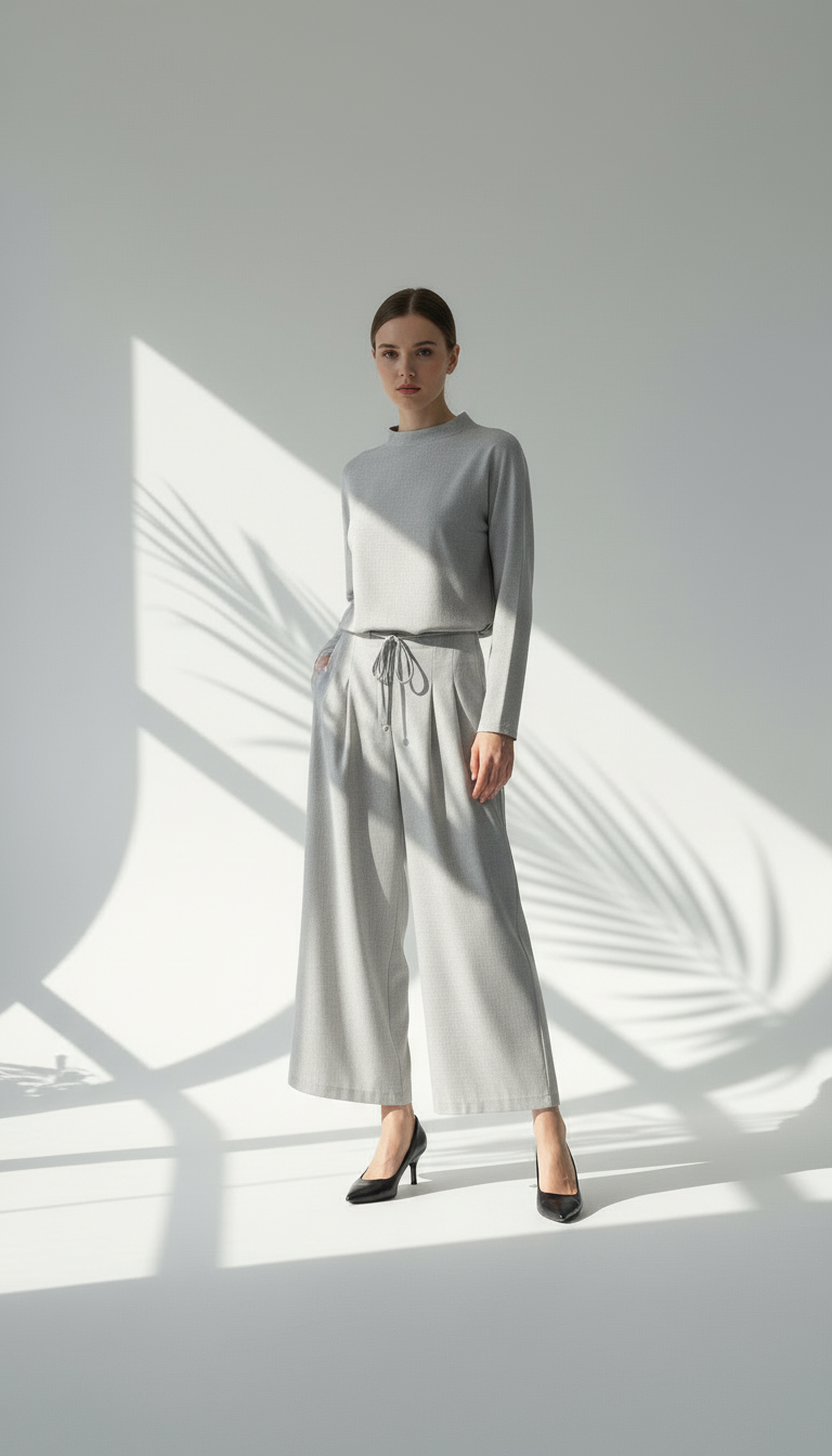 بنطلون نسائي واسع بكسرة