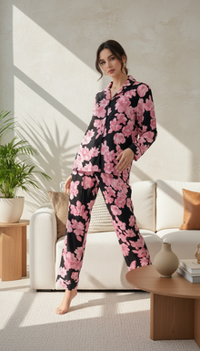 بيجامة نسائي بنقش ازهار