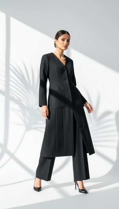 جاكيت طويل ياقة v