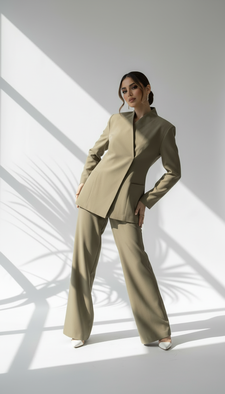 بدلة نسائي زر جانبي