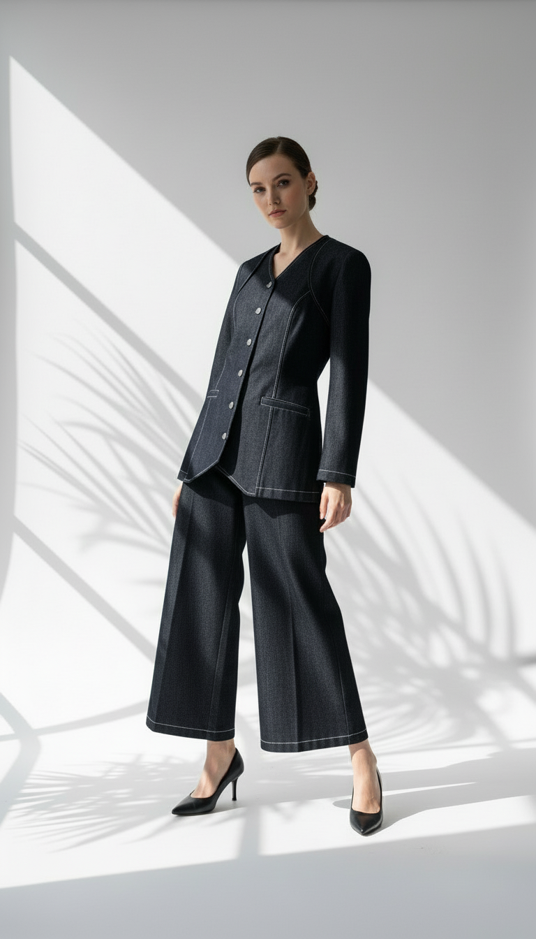 بدلة جينز بشكل v