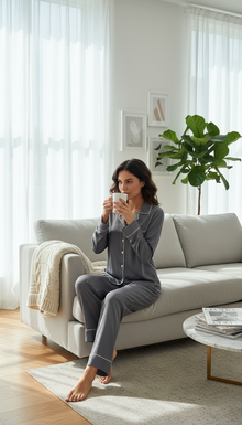 بيجامة نسائي بازرار بسيطة