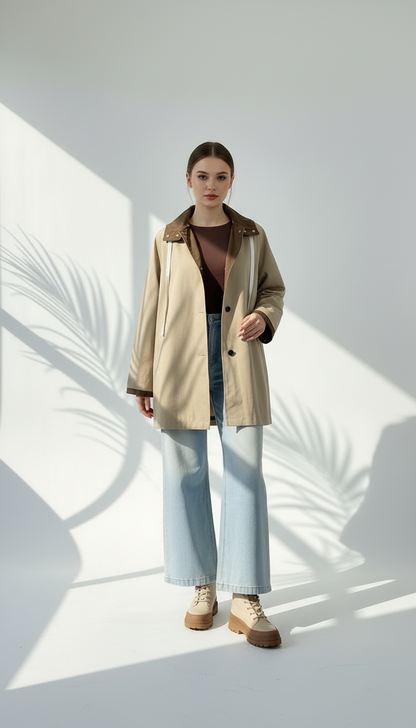 جاكيت ترنش كوت قصير بلمسة رياضية