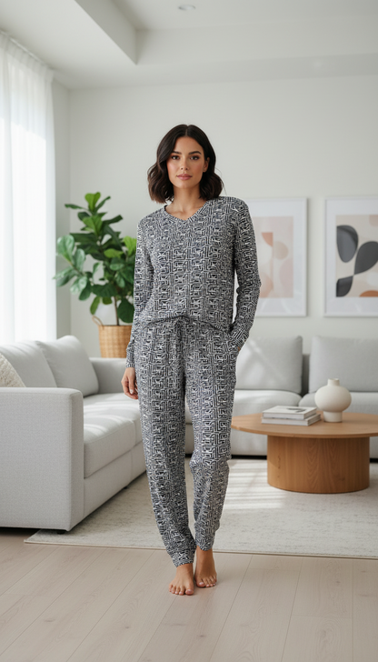 بيجامة نسائي بنقش لطخات